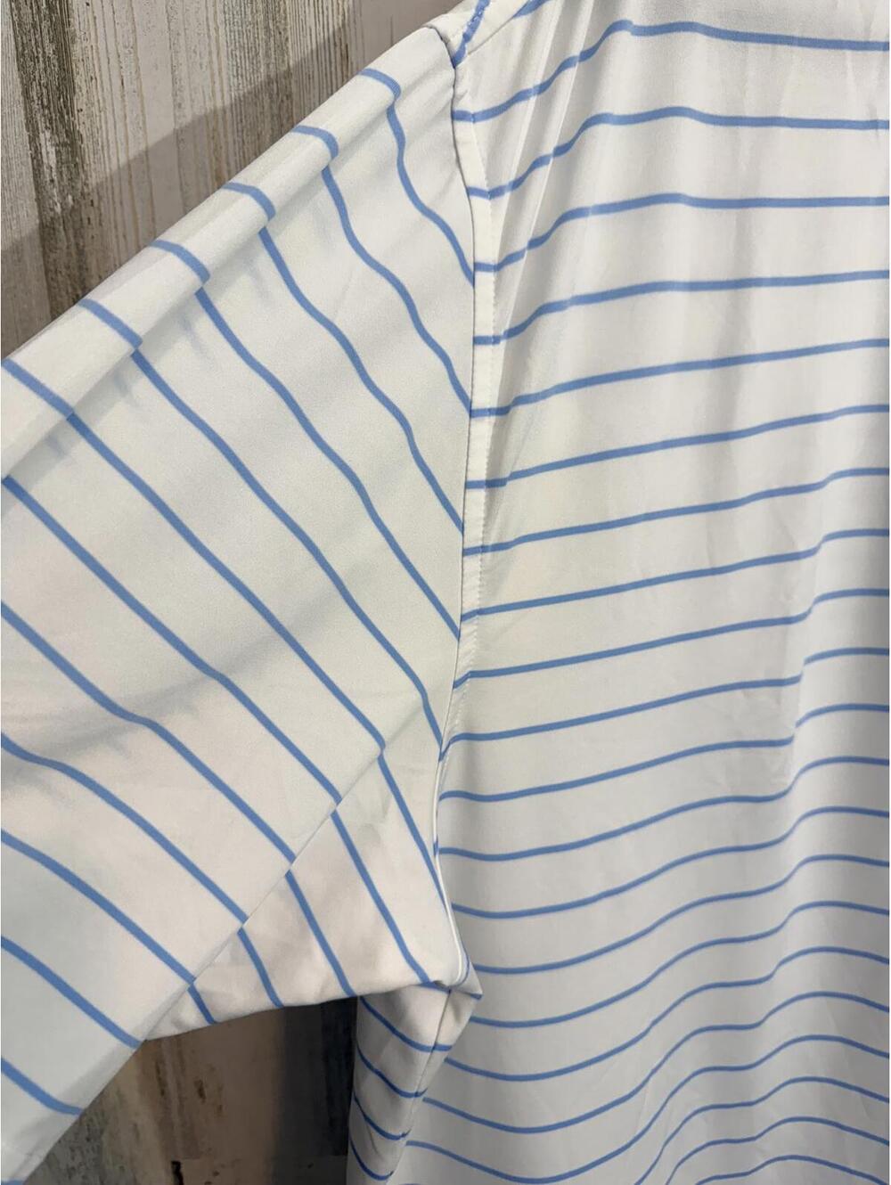 Peter Millar Polo Shirt Men's XL White Blue Stripe Performance Transmiss Logo - Picture 7 of 14